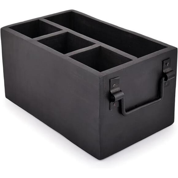 Mango Wood Flatware Caddy Utensil Holder with Napkin Holder Kitchen Organizer - Picture 6 of 6